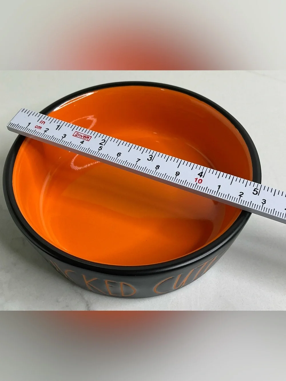 2 Rae Dunn Food Water Bowl Wicked Cute Dog Cat Small Ceramic Halloween Orange